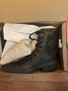 Converse Black Leather High-Top Lace-Up Boots